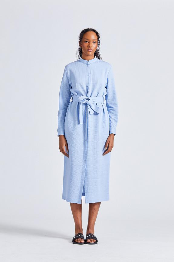 Harris Wharf London Women Long Belted Shirt Dress Light Blue